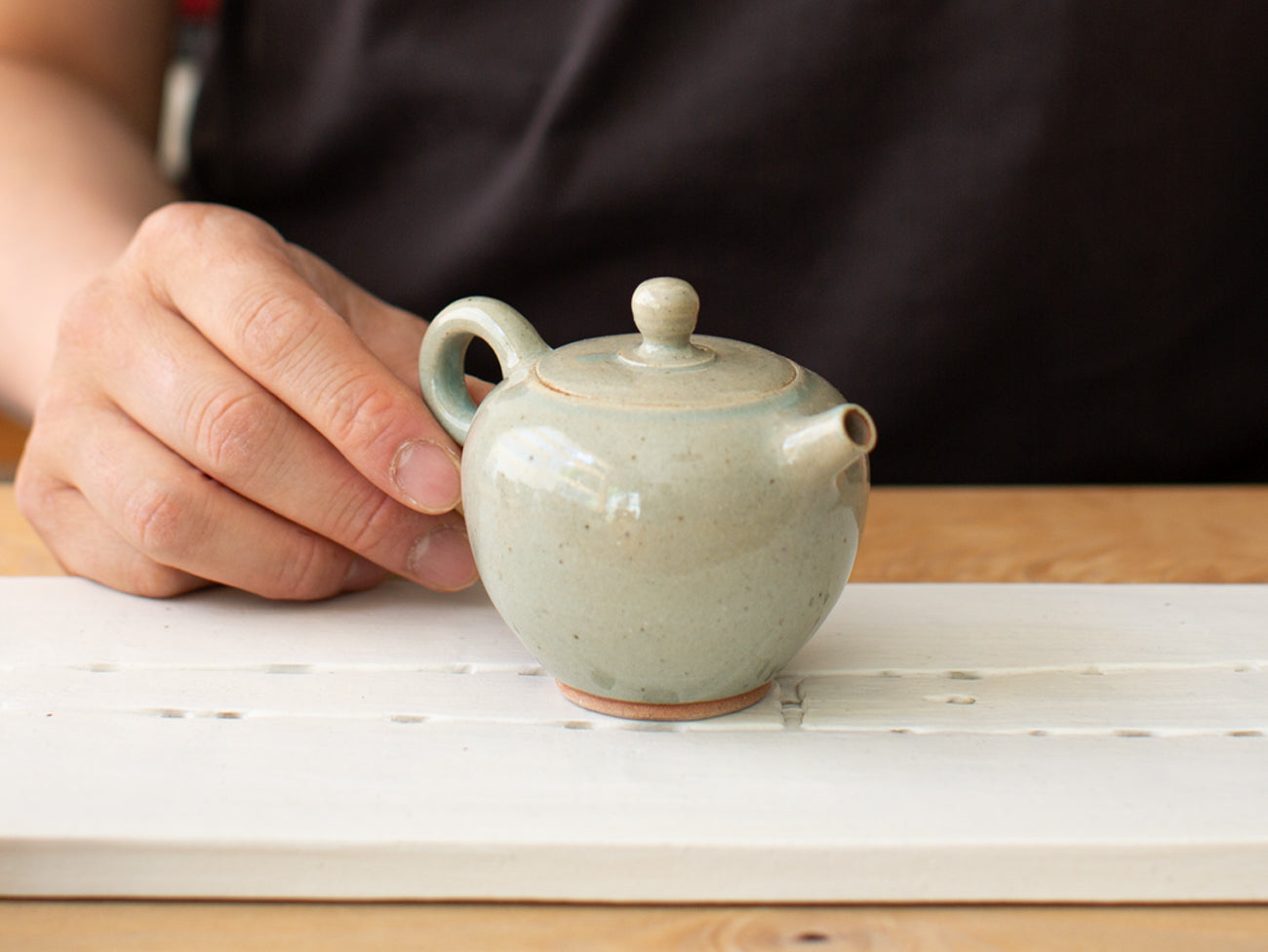 Heart Celadon teapot. Zhang Yun Cheng.