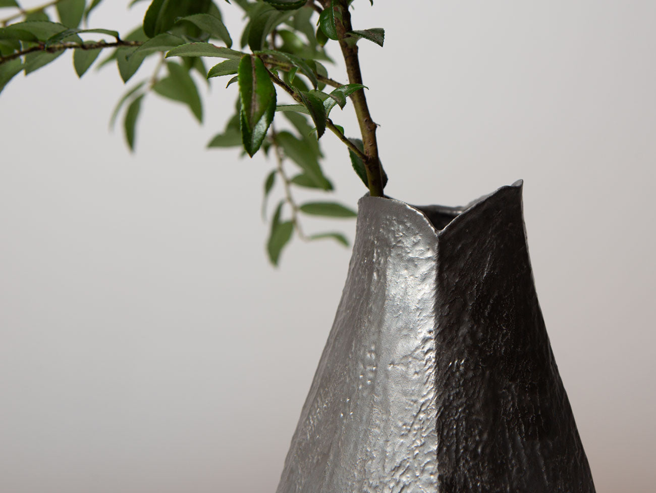 Lotus Vase in Pewter Tone. Wang Wen De.