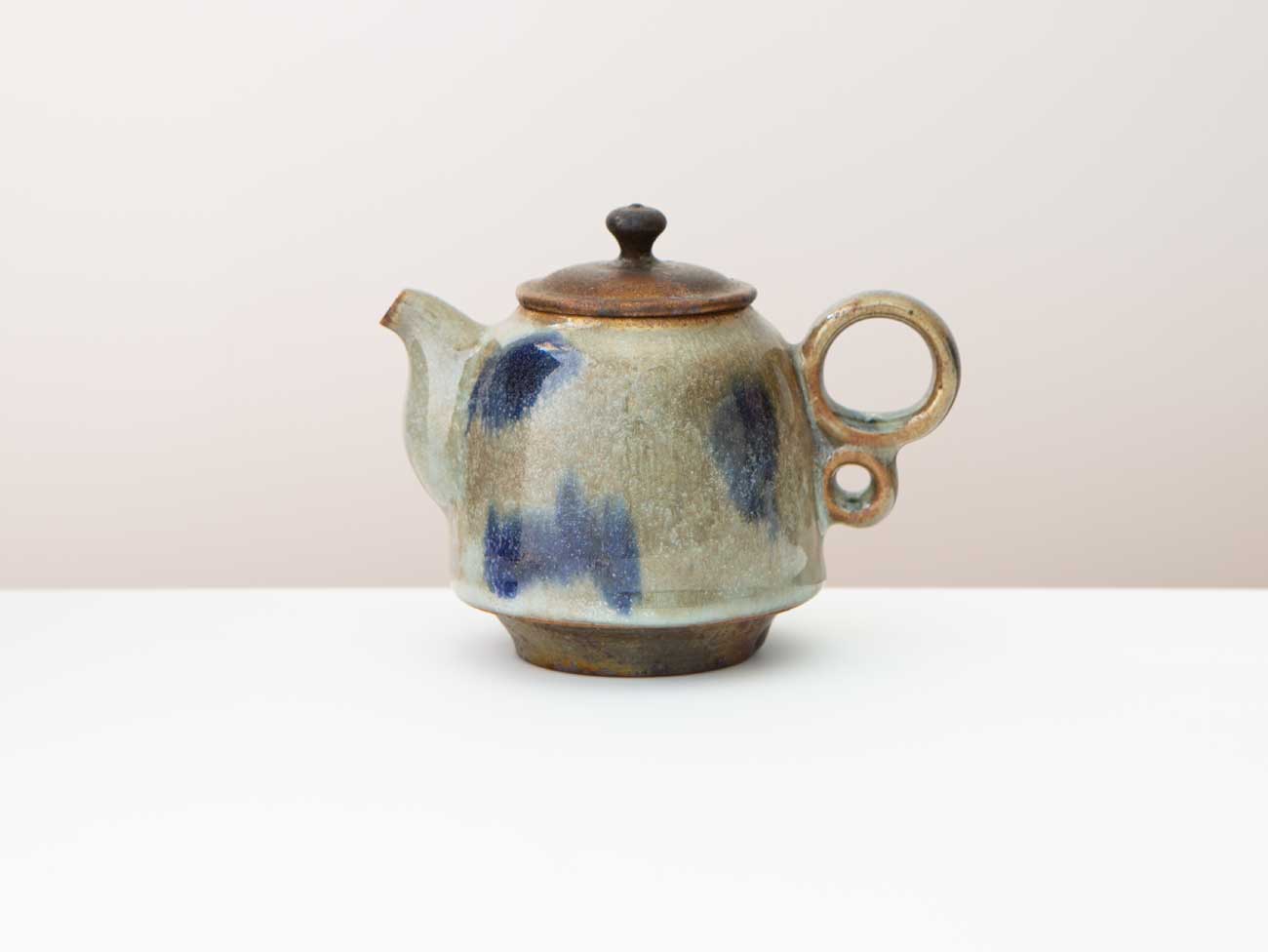 Cloud Three, Shino + Cobalt Glazed Wood-fired teapot.