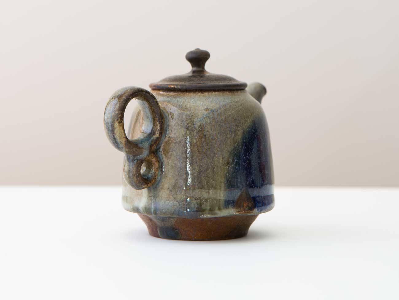 Cloud Three, Shino + Cobalt Glazed Wood-fired teapot.