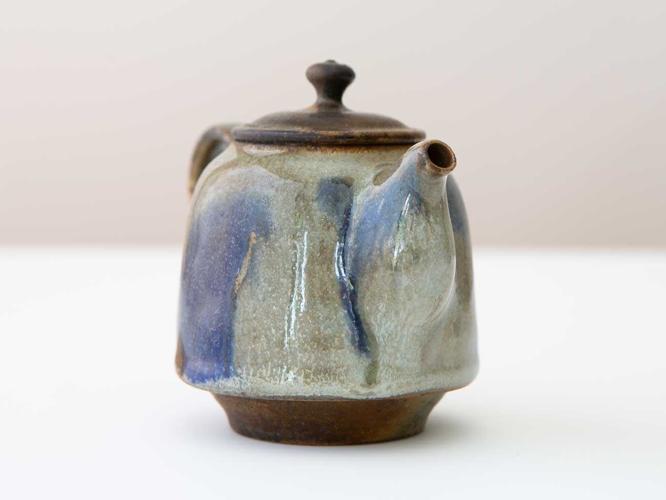 Cloud Three, Shino + Cobalt Glazed Wood-fired teapot.