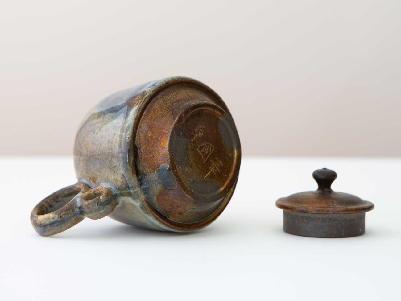 Cloud Three, Shino + Cobalt Glazed Wood-fired teapot.