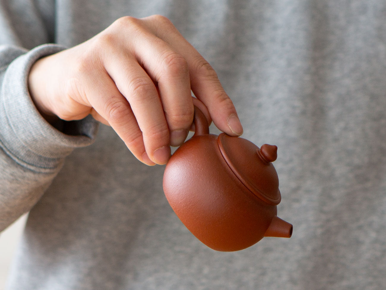 Yuan Qu, Full hand-built zisha teapot, in zhuni clay.