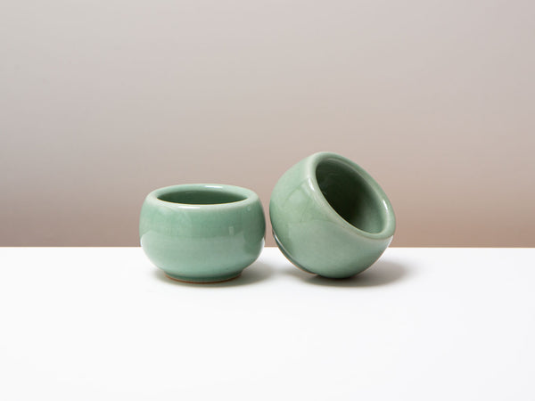 A Pair of New Song Cups, in celadon.