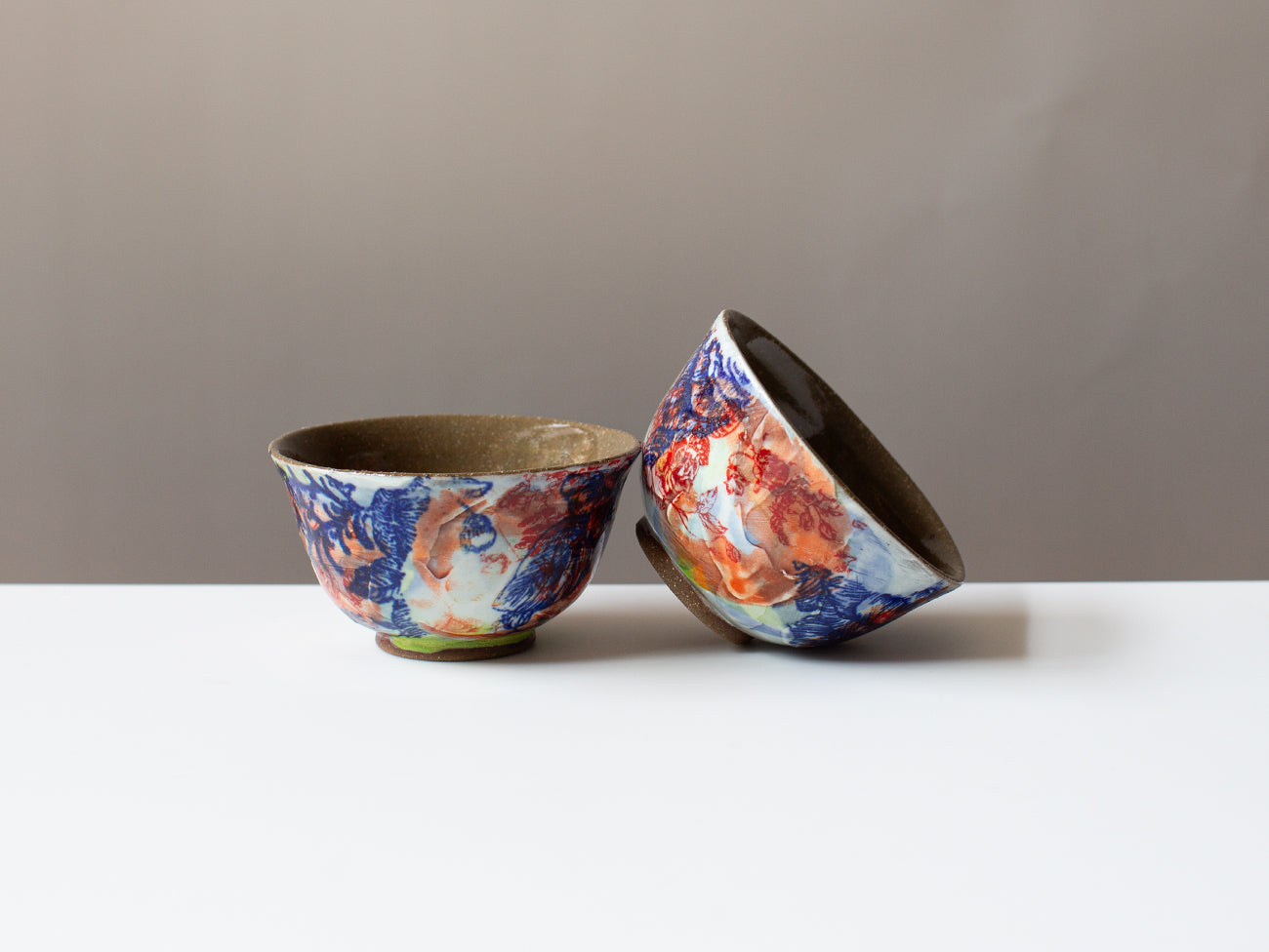 Erin's Layered Cups, a pair of hand-made stoneware cups.