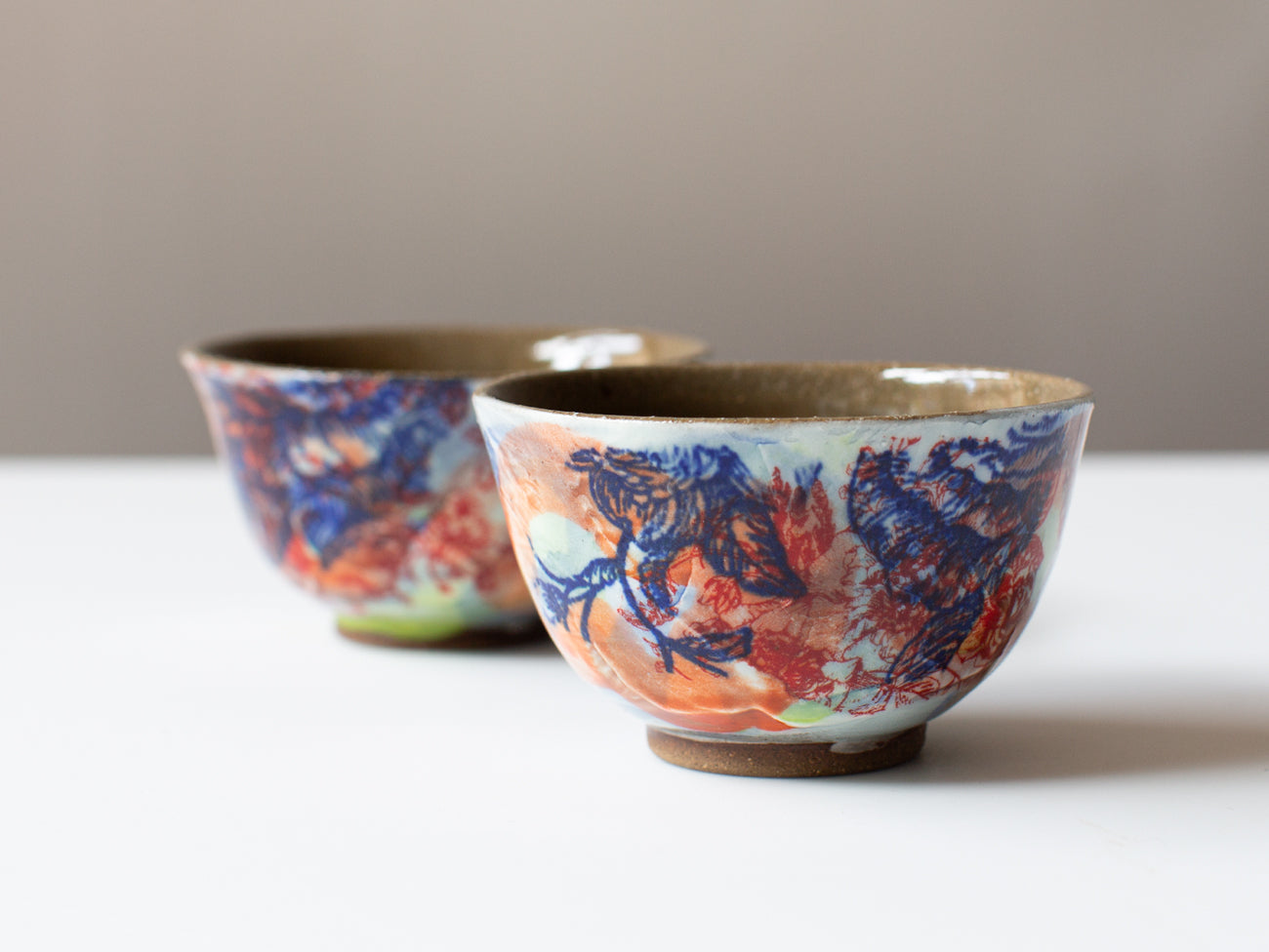Erin's Layered Cups, a pair of hand-made stoneware cups.