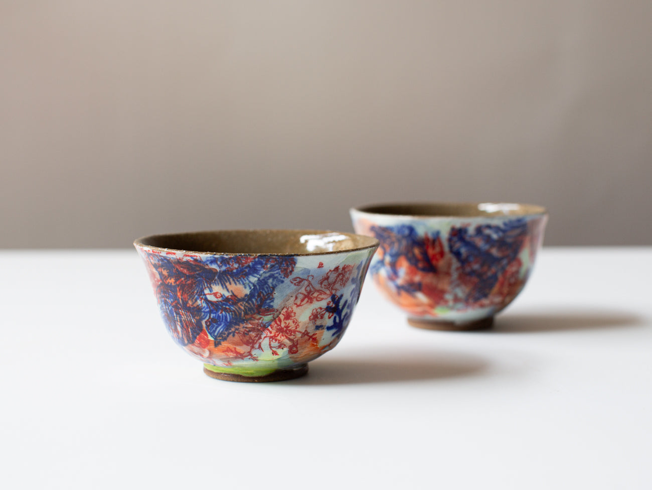 Erin's Layered Cups, a pair of hand-made stoneware cups.