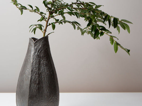 Lotus Vase in Pewter Tone. Wang Wen De.