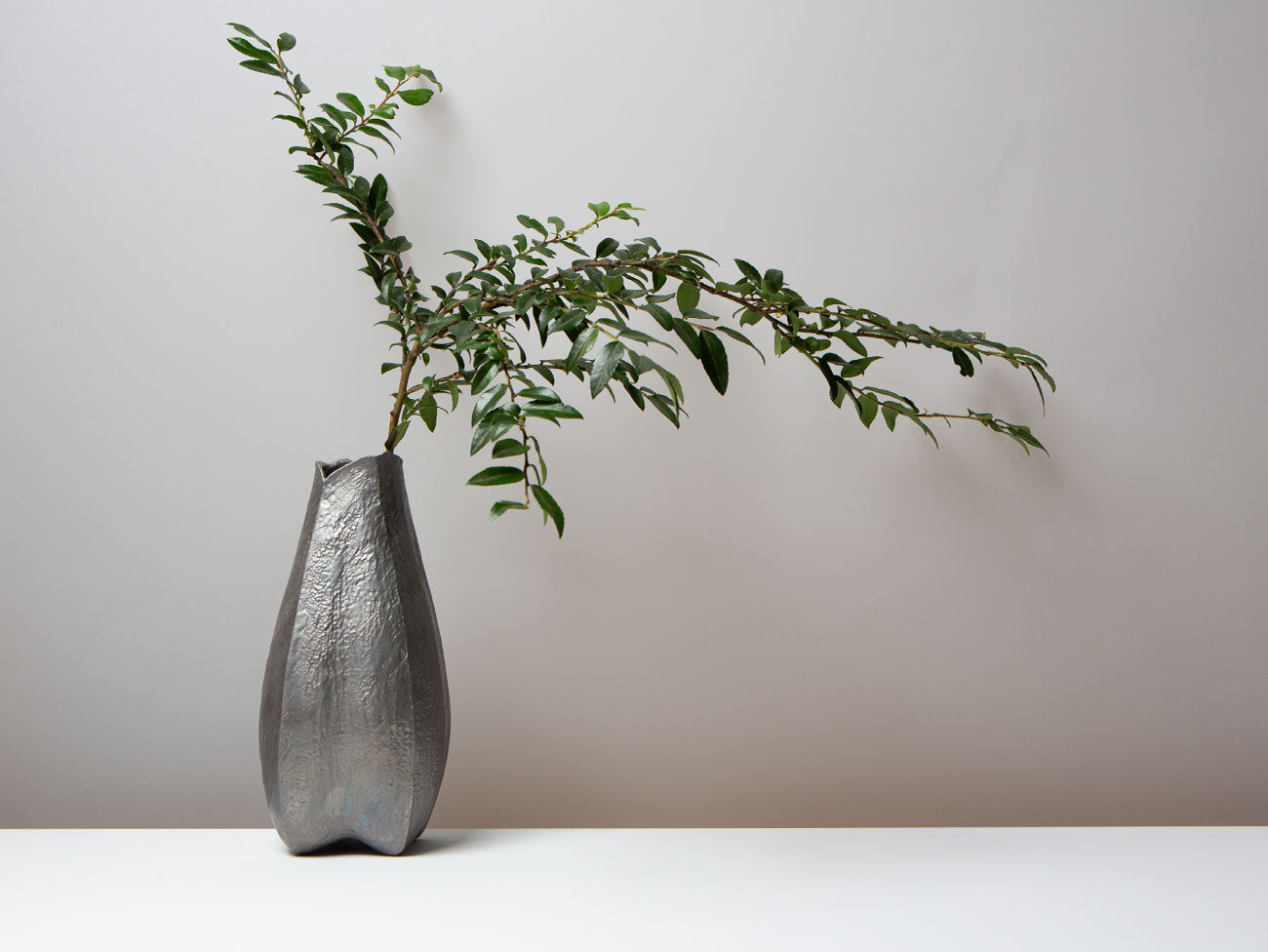 Lotus Vase in Pewter Tone. Wang Wen De.