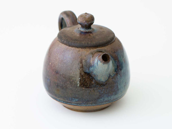 Glacial. Shino and Cobalt glazed wood-fired teapot.