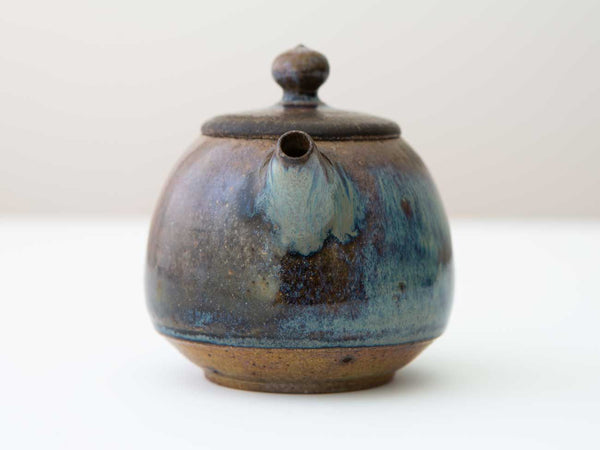 Glacial. Shino and Cobalt glazed wood-fired teapot.
