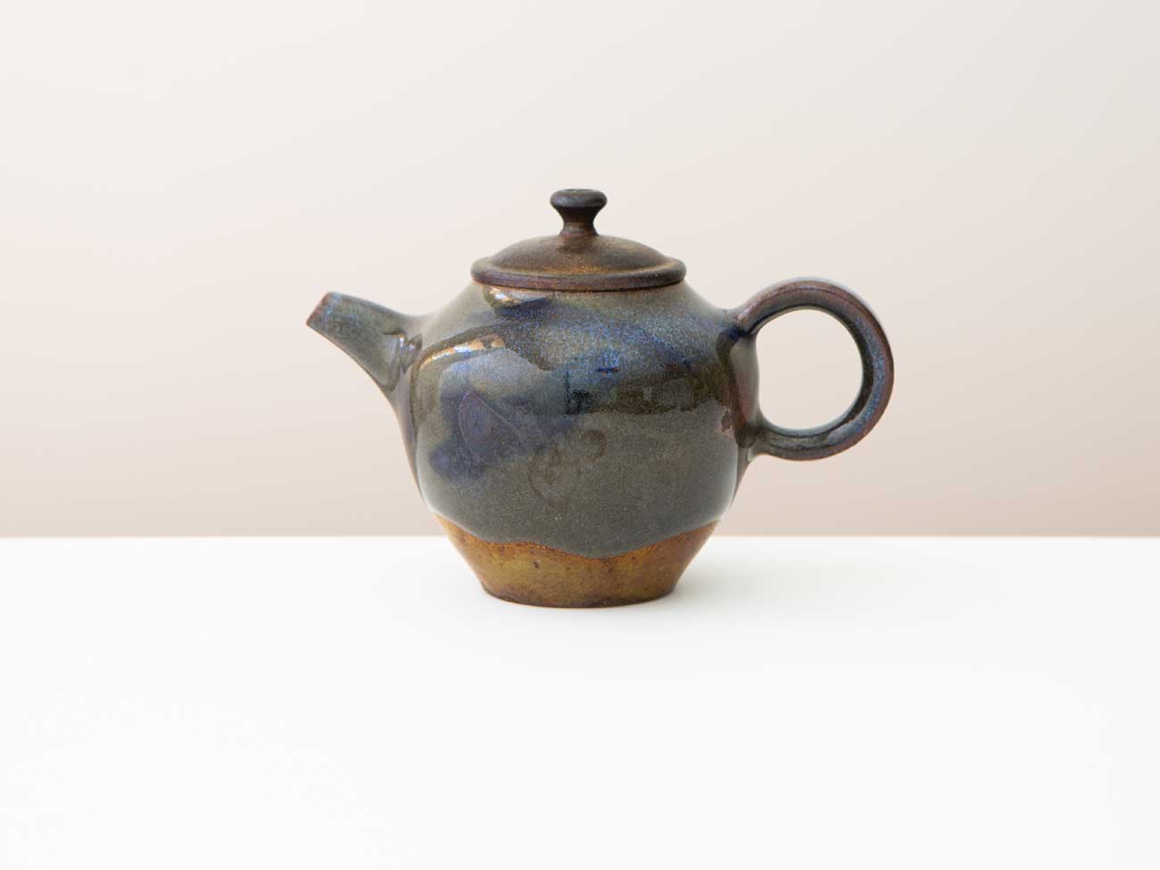 Midnight. Shino and Cobalt glazed wood-fired teapot.