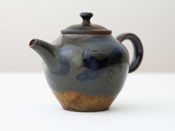 Midnight. Shino and Cobalt glazed wood-fired teapot.