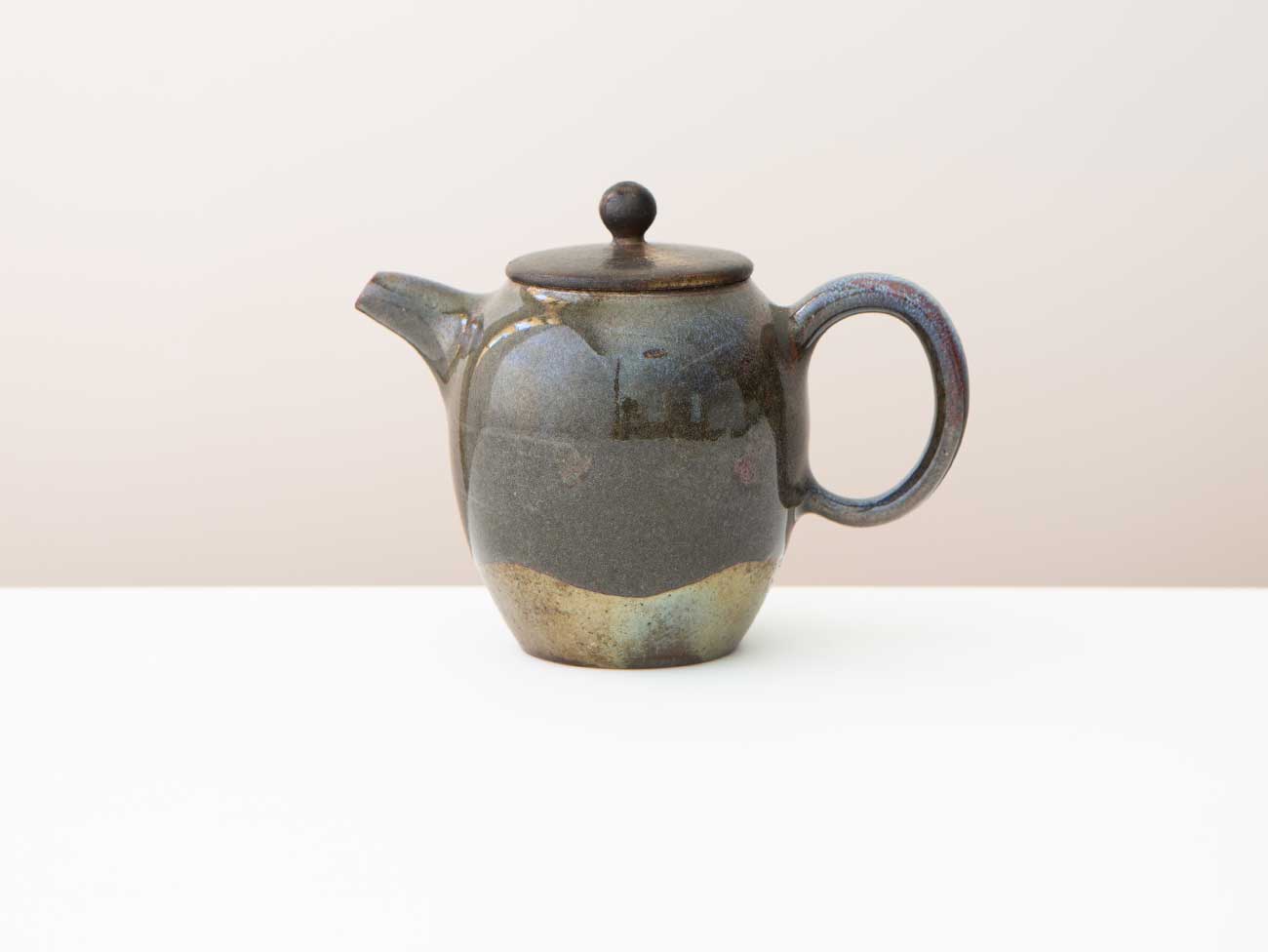 Pi Dan. Shino and Cobalt glazed wood-fired teapot.
