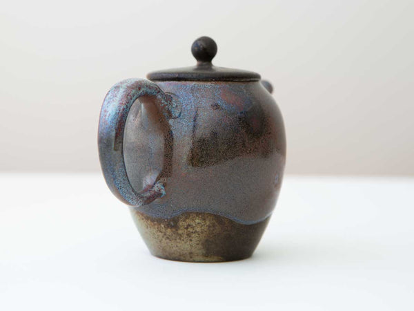 Pi Dan. Shino and Cobalt glazed wood-fired teapot.