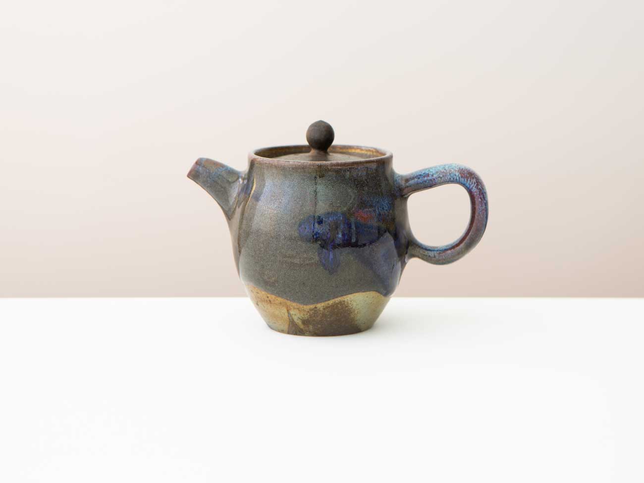 Indigo. Shino and Cobalt glazed wood-fired teapot.