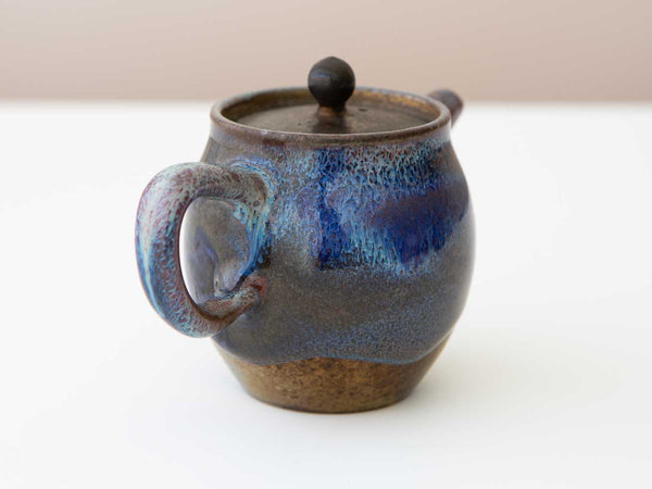 Indigo. Shino and Cobalt glazed wood-fired teapot.