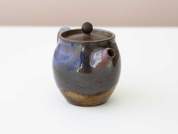 Indigo. Shino and Cobalt glazed wood-fired teapot.