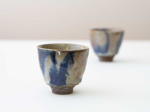 A Pair of Cobalt Cups. Wood-fired. Shino and Cobalt.
