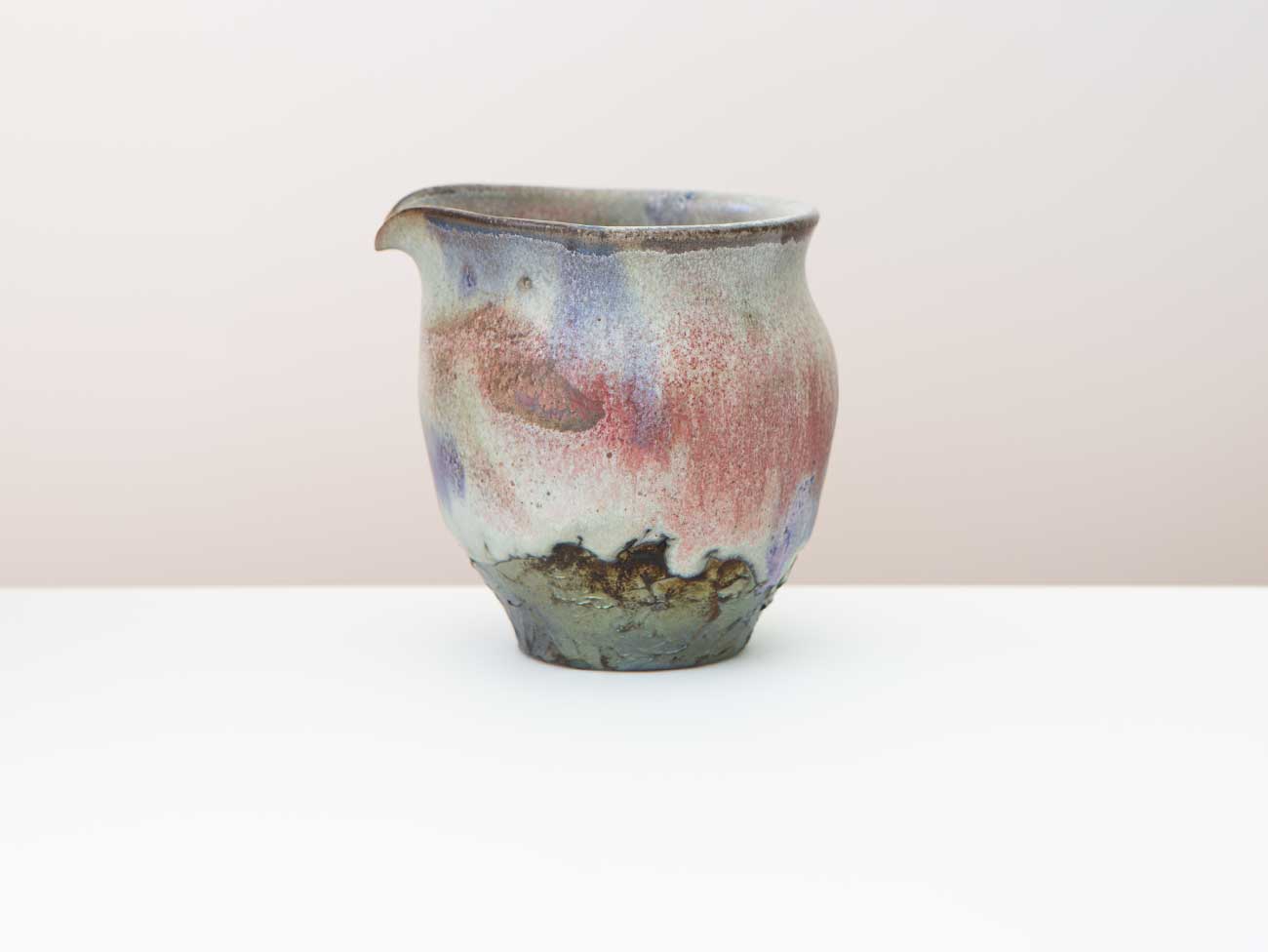 Cobalt Server, One. Shino glazed, with cobalt and plum chun.