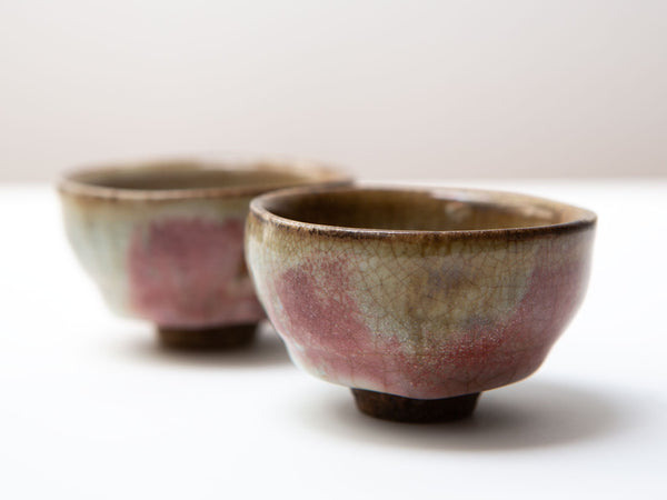 Rose cups, 5-day wood-fired. Liao Guo Hua.