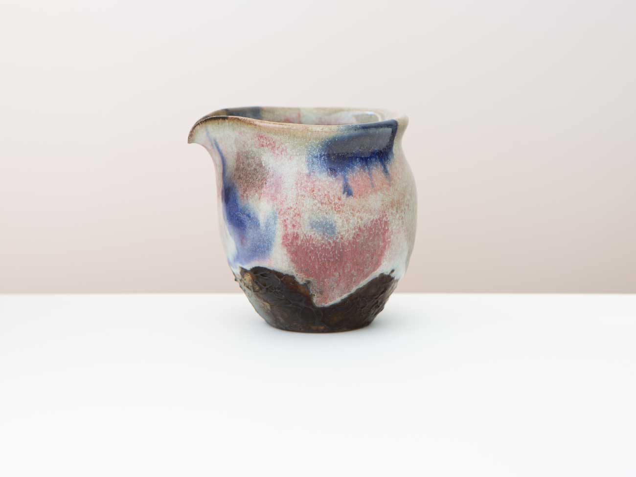Cobalt Server, Two. Shino glazed, with cobalt and plum chun.