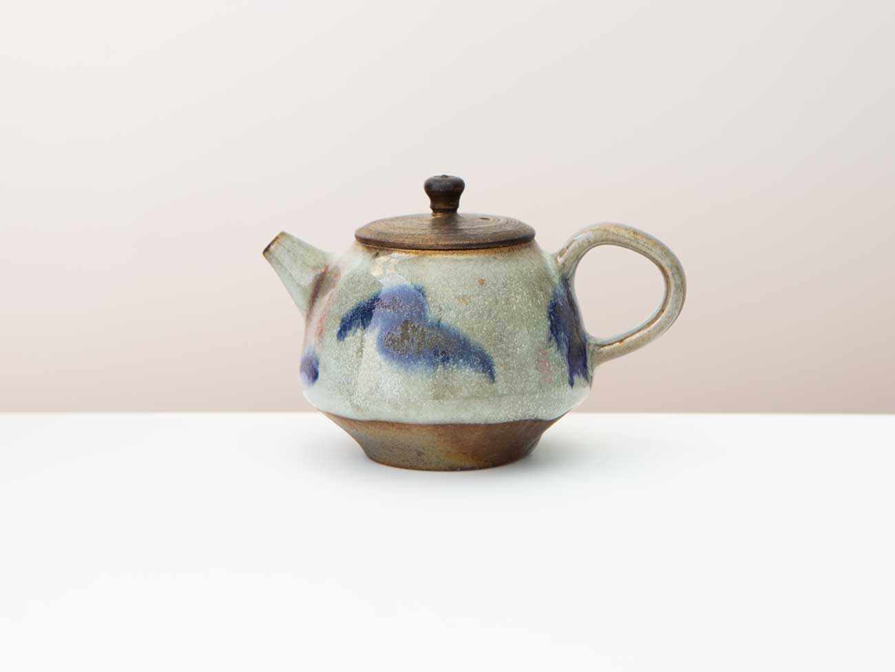Cloud Four, Shino + Cobalt Glazed Wood-fired teapot.
