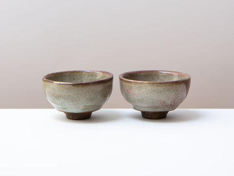 A Pair of Rose Cups, Two. wood-fired. Liao Guo Hua.