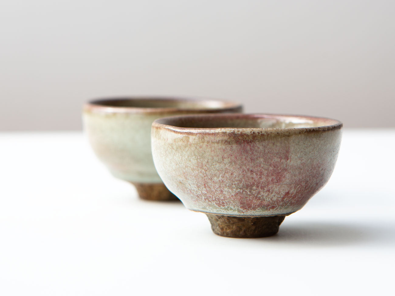 A Pair of Rose Cups, Two. wood-fired. Liao Guo Hua.