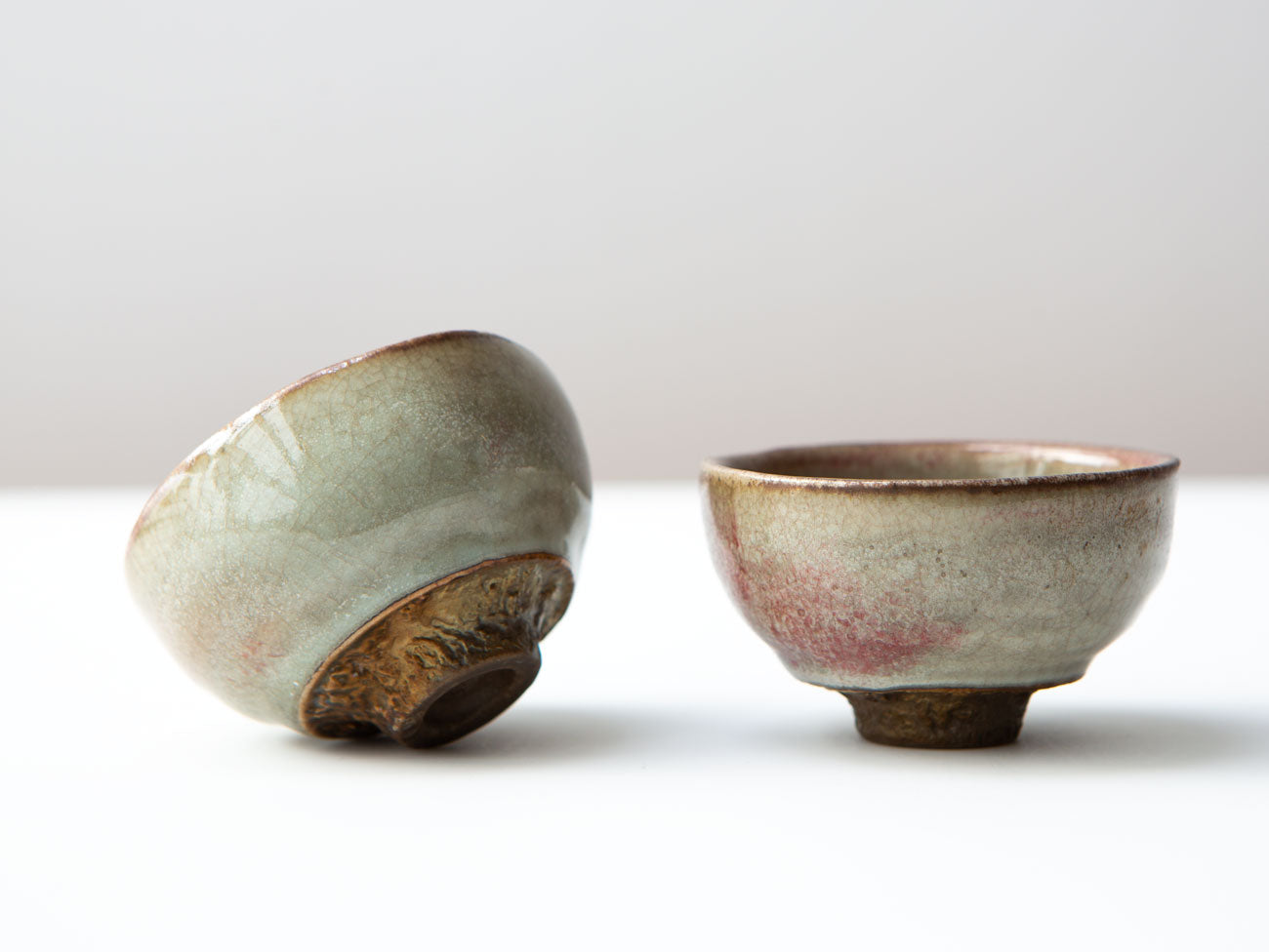 A Pair of Rose Cups, Two. wood-fired. Liao Guo Hua.