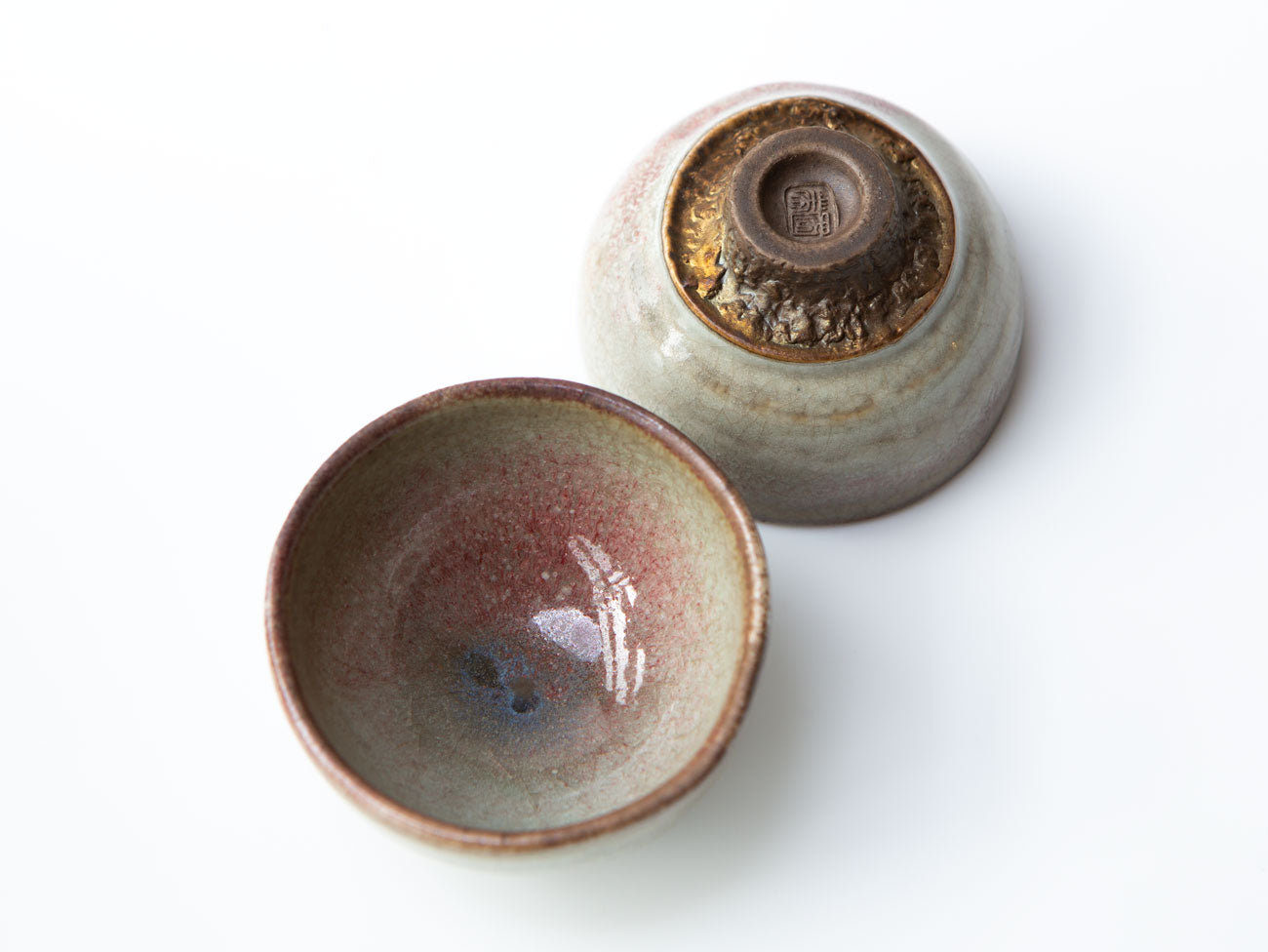 A Pair of Rose Cups, Two. wood-fired. Liao Guo Hua.