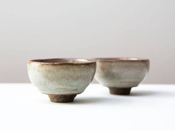 A Pair of Rose Cups, Two. wood-fired. Liao Guo Hua.