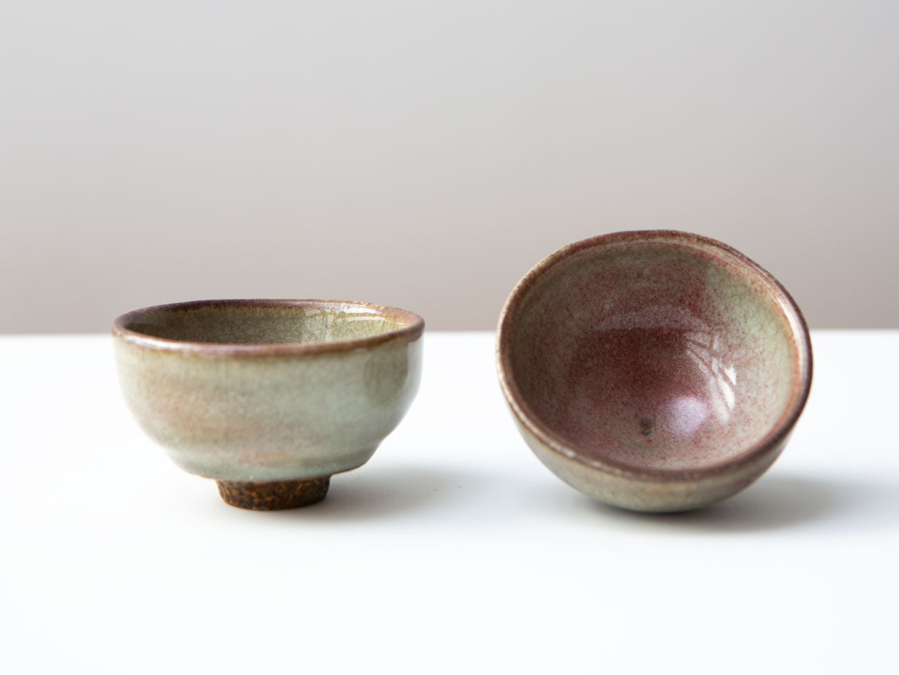 A Pair of Rose Cups, Two. wood-fired. Liao Guo Hua.