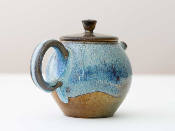 Cobalt Study. Shino and Cobalt glazed wood-fired teapot.