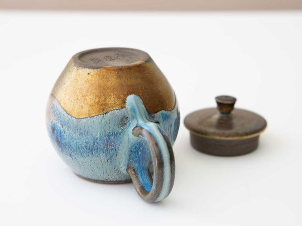 Cobalt Study. Shino and Cobalt glazed wood-fired teapot.