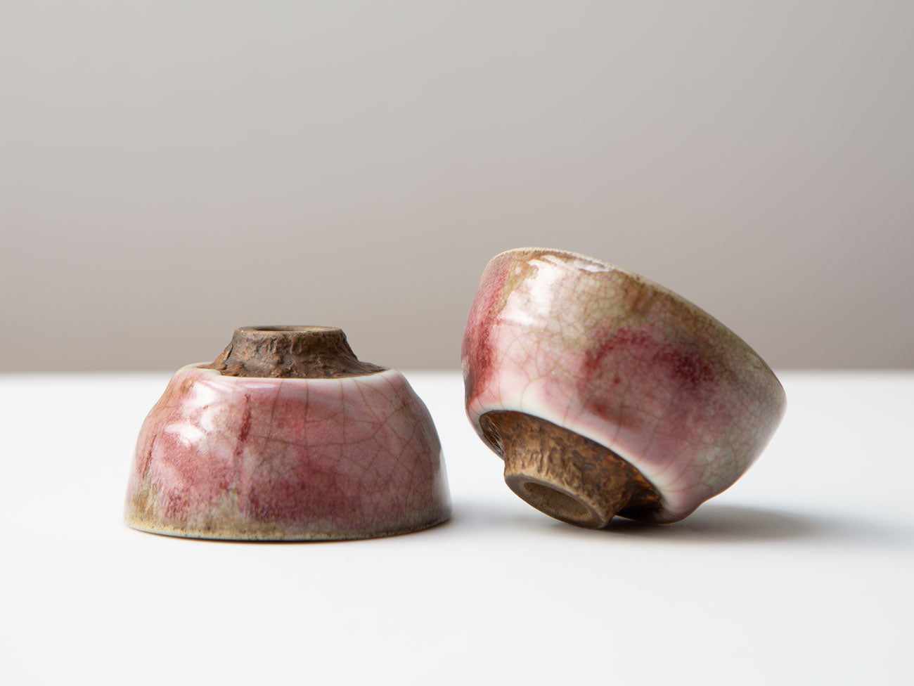 A Pair of Rose Cups, Three. wood-fired. Liao Guo Hua.