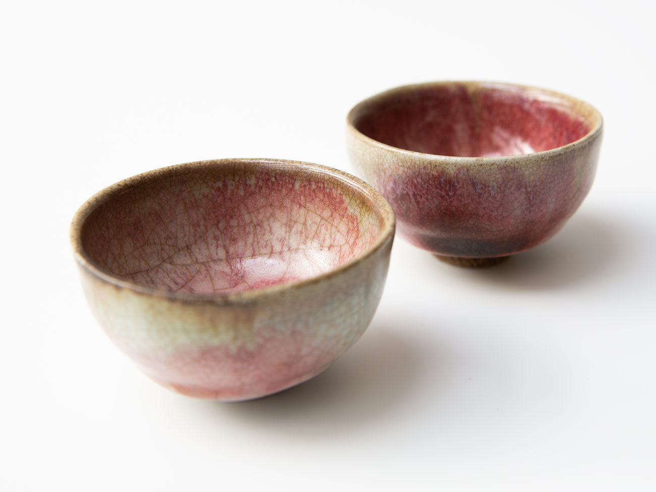 A Pair of Rose Cups, Three. wood-fired. Liao Guo Hua.