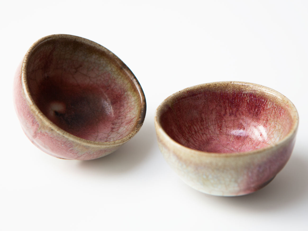 A Pair of Rose Cups, Three. wood-fired. Liao Guo Hua.
