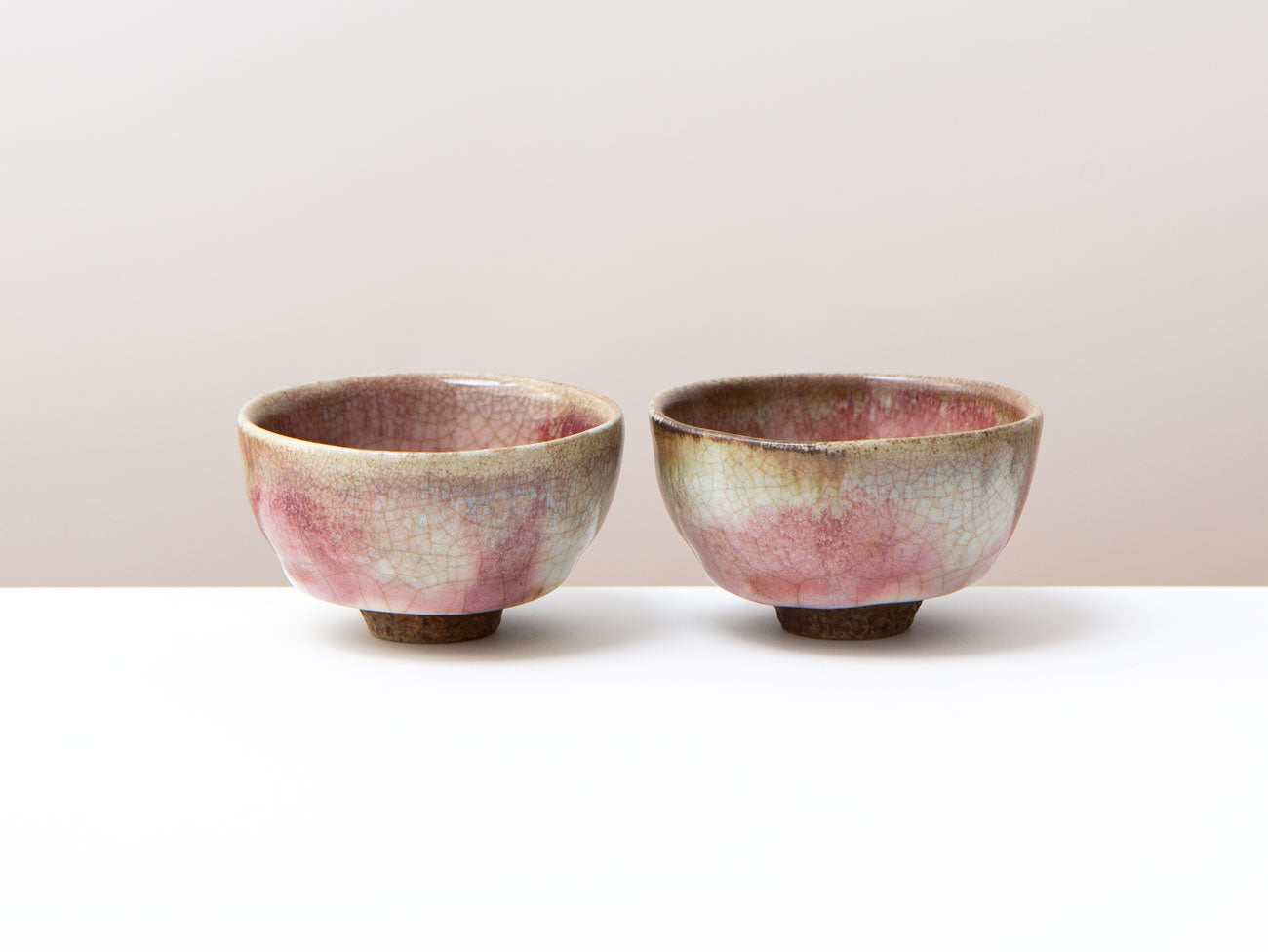 A Pair of Rose Cups, Three. wood-fired. Liao Guo Hua.