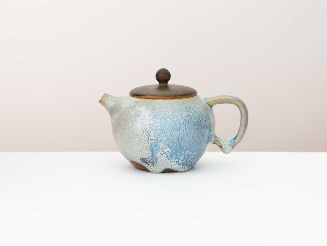 Drip. Shino and Cobalt glazed wood-fired teapot.