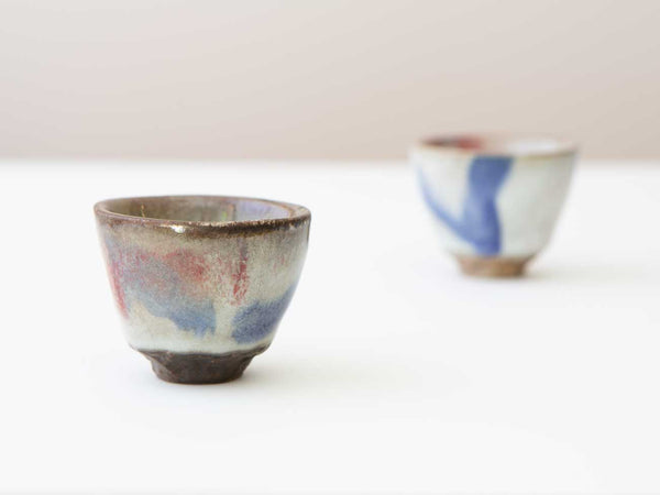 A Pair of Cobalt Cups. Wood-fired. Shino and Cobalt.