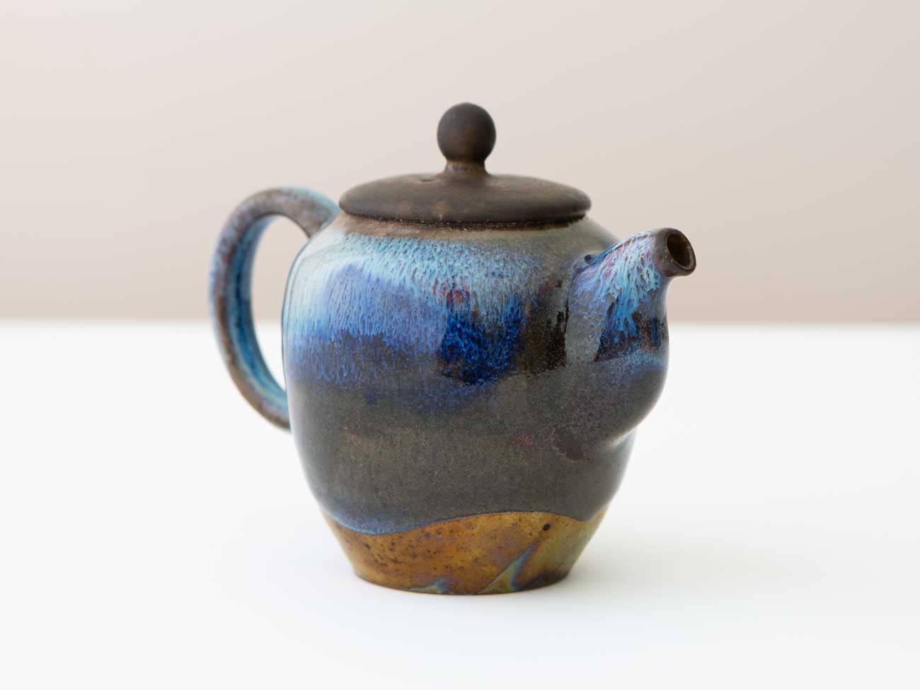 Cobalt Study. Shino and Cobalt glazed wood-fired teapot.