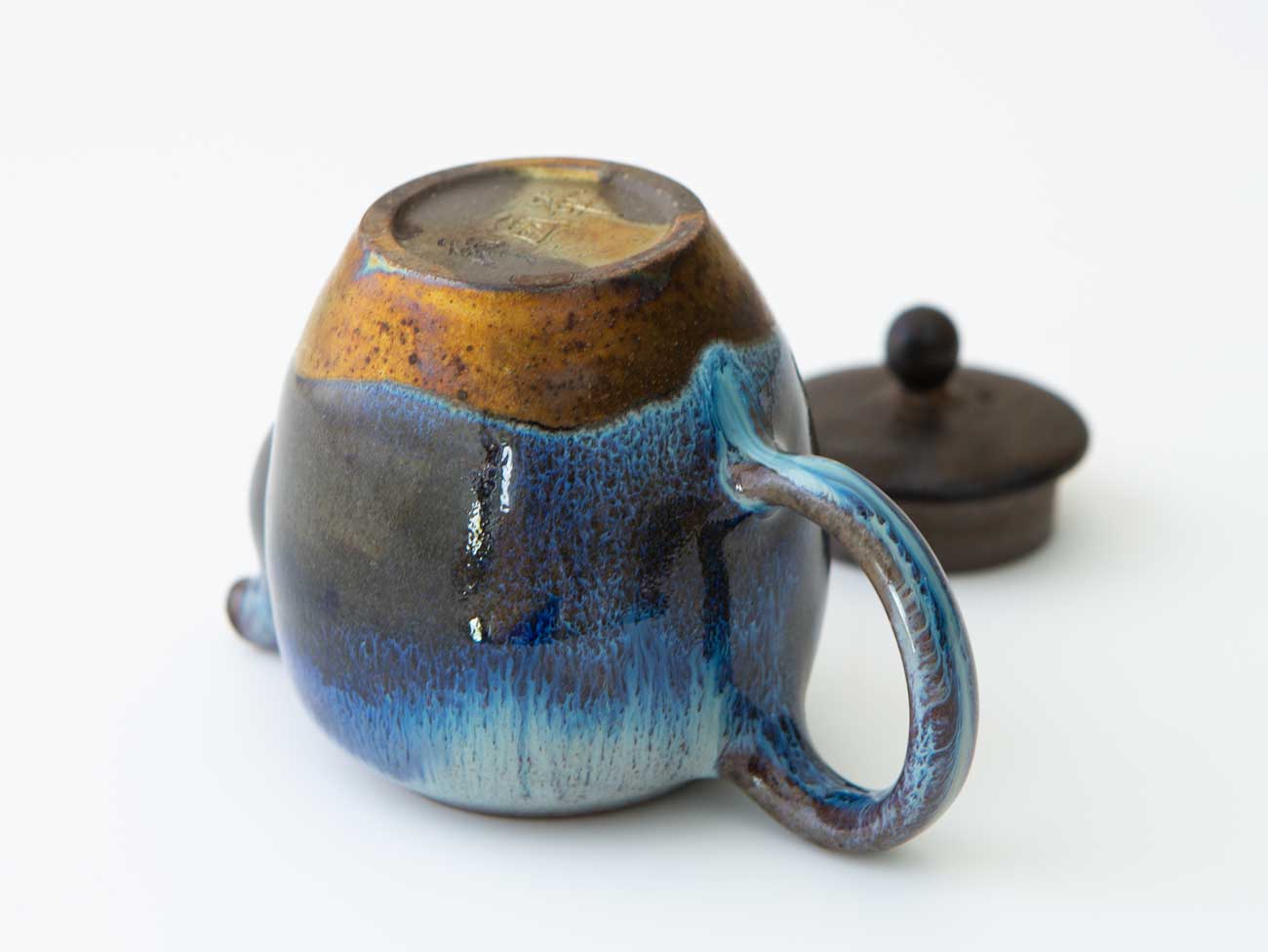 Cobalt Study. Shino and Cobalt glazed wood-fired teapot.