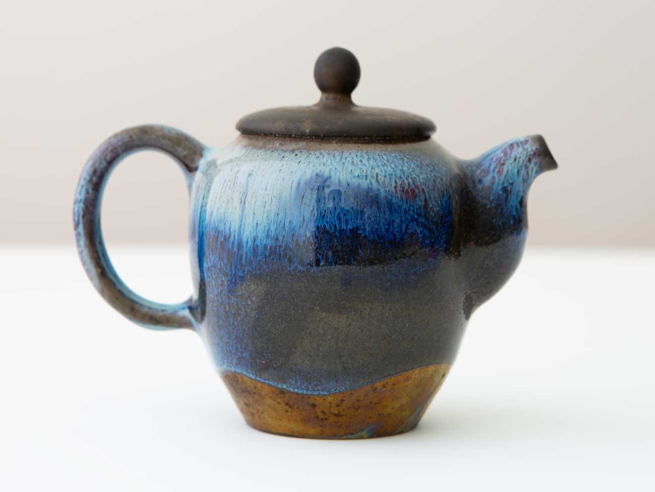 Cobalt Study. Shino and Cobalt glazed wood-fired teapot.