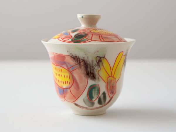 Hand-painted porcelain shiboridashi by Erin Louis Clancy.