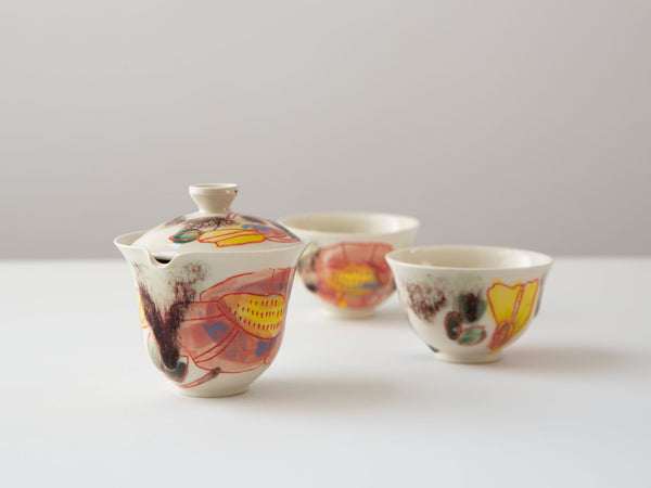 Hand-painted porcelain shiboridashi by Erin Louis Clancy.