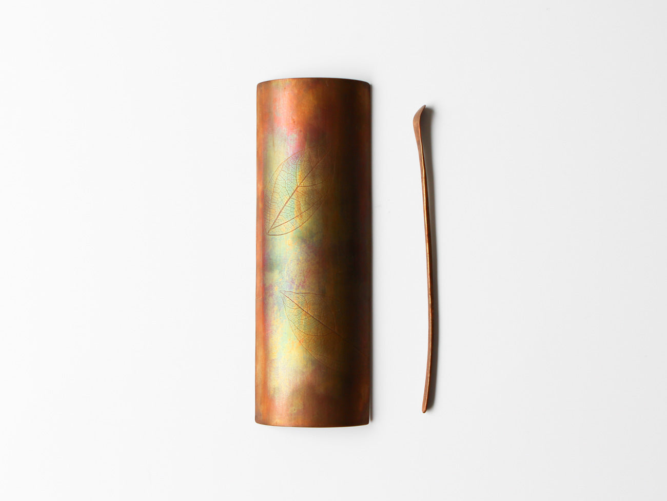 Copper Tea Utensils, Leaf