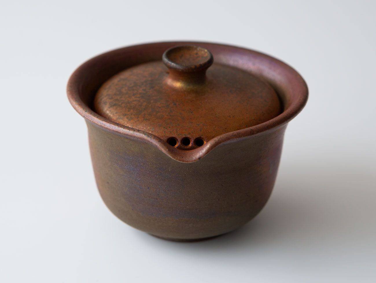 Wood-fired Shiboridashi, Variation 2 Front View (showing holes on lid)
